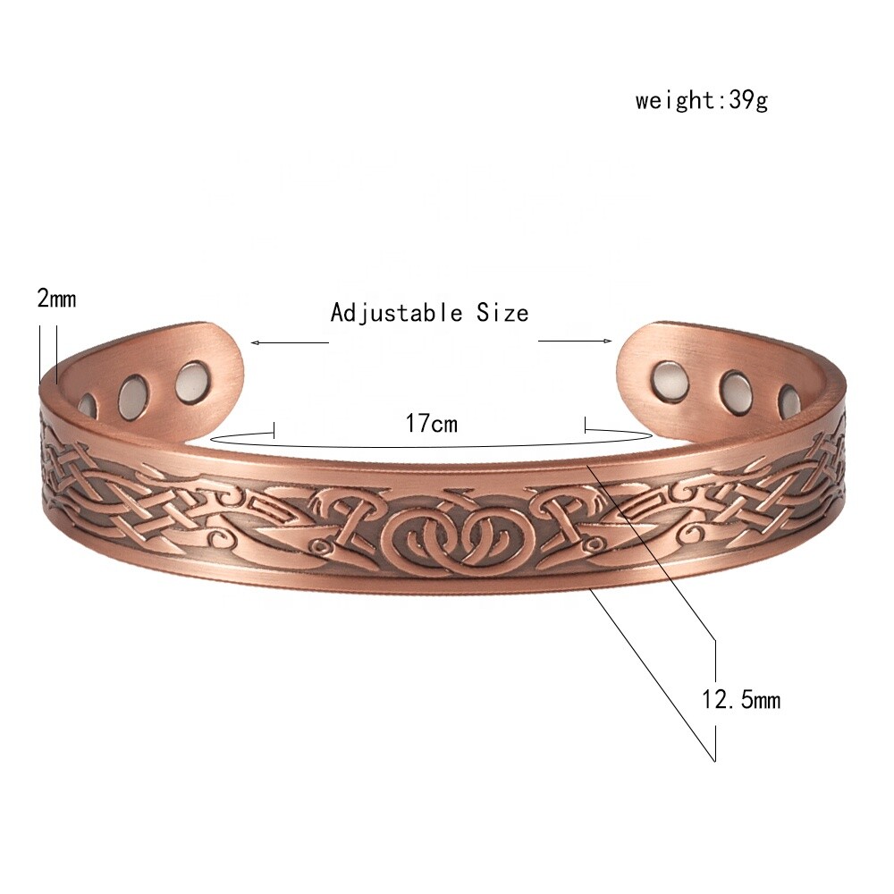 Magnetic Therapy Pure Solid Copper Adjustable Bracelet