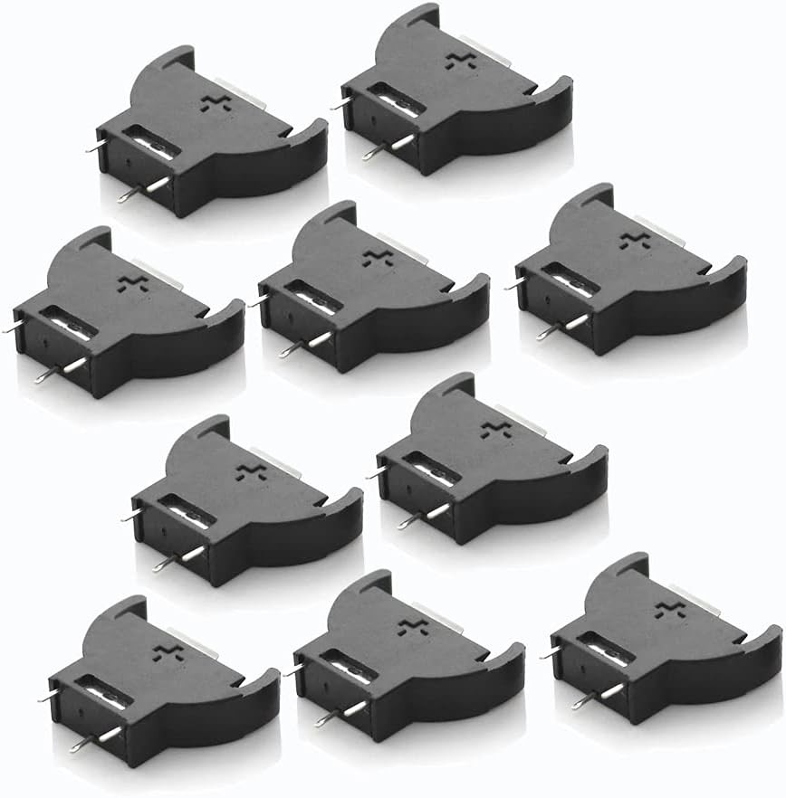 CR2032 Coin Cell Button Battery Holder Socket 3-Pin Solder PCB Mount Case Black