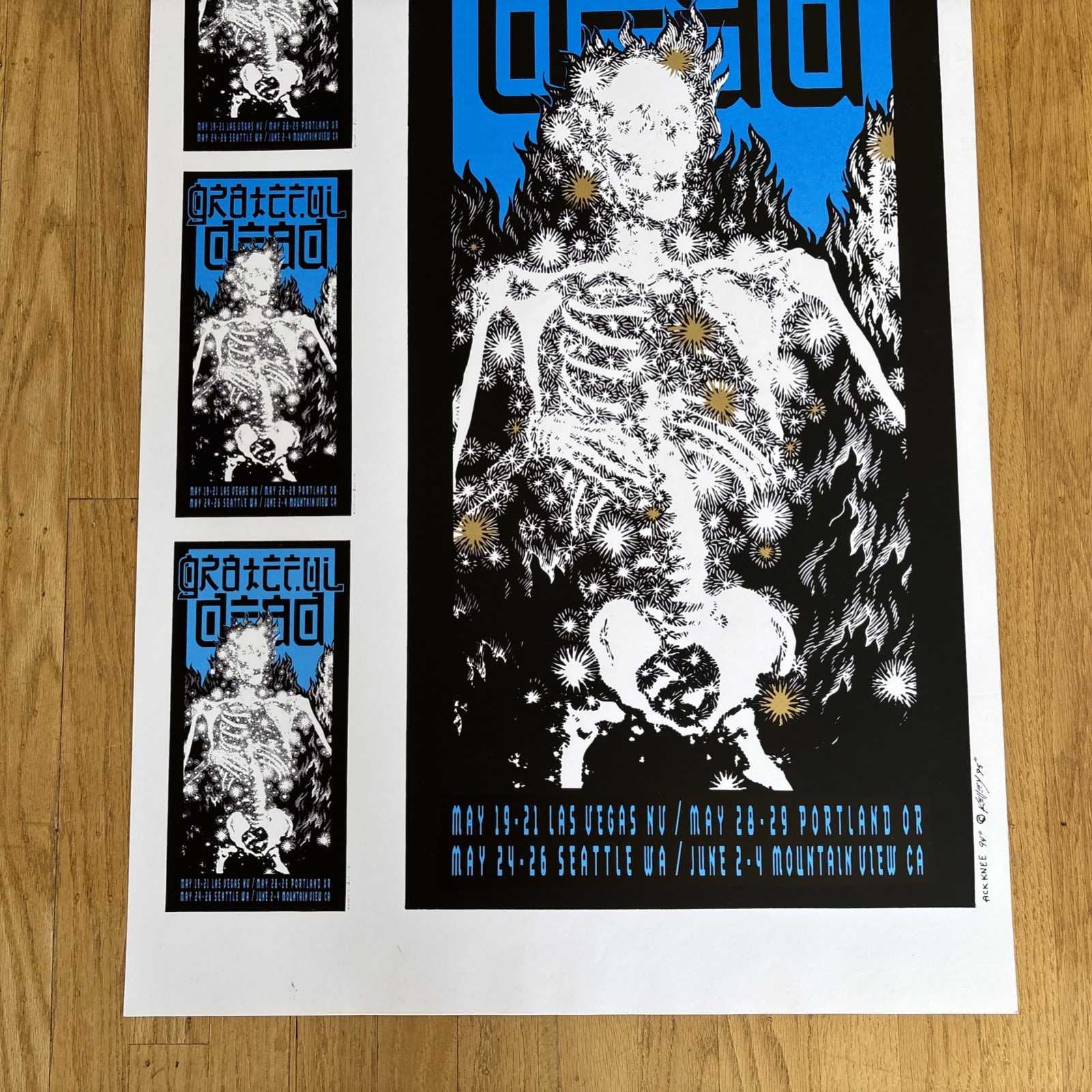 Grateful Dead 1995 Alton Kelley Uncut Variant 4 Venues