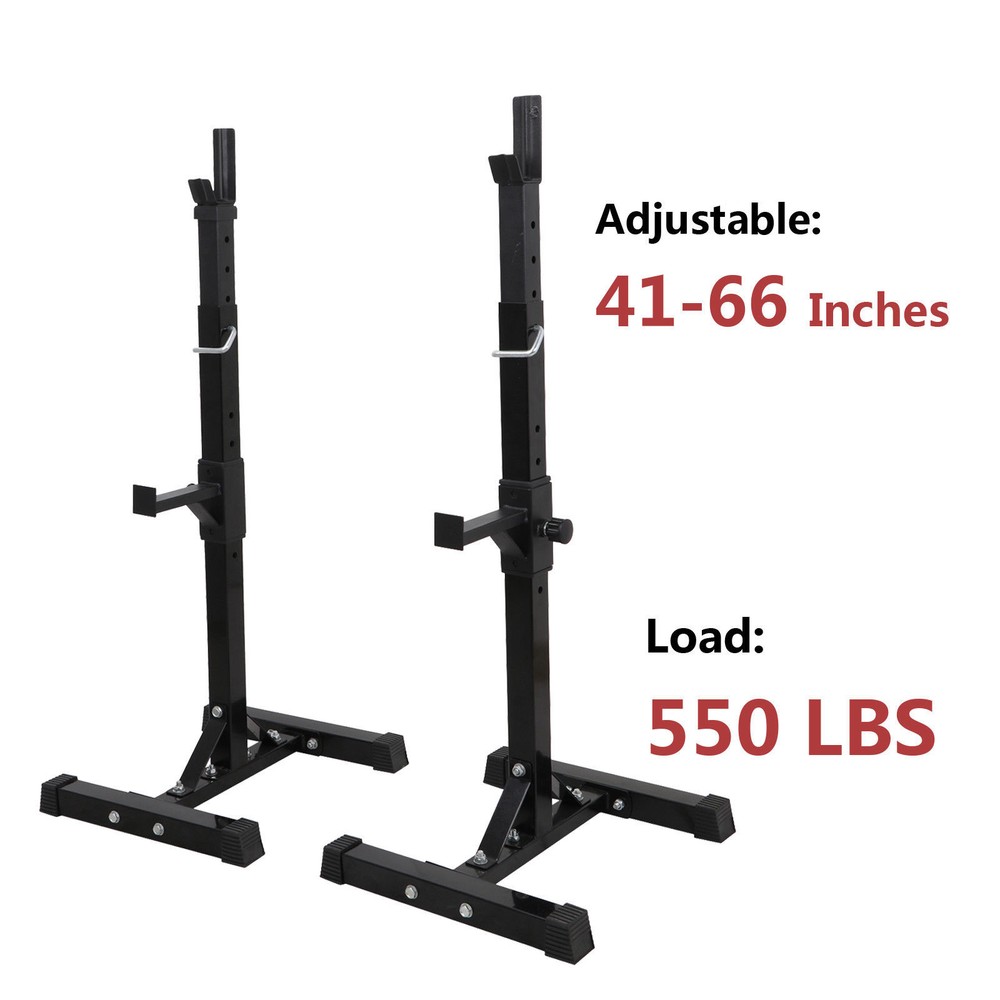 2pcs Adjustable Rack Standard Solid Steel Squat Stands Barbell Press Bench