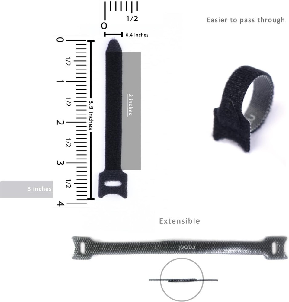 Reusable Fastening Cable Ties - 30 Pcs 3 Inch Microfiber Cloth Hook and Loop ...