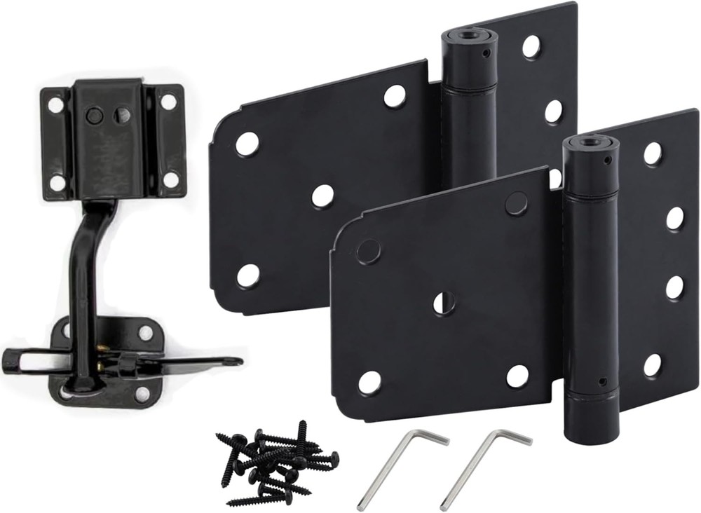 HOME MASTER HARDWARE Self-Closing Gate Kit Black - 3.5 in Spring Hinge+Latch