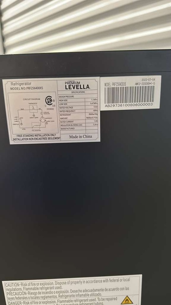 premium levella refrigerator model prf256400xs