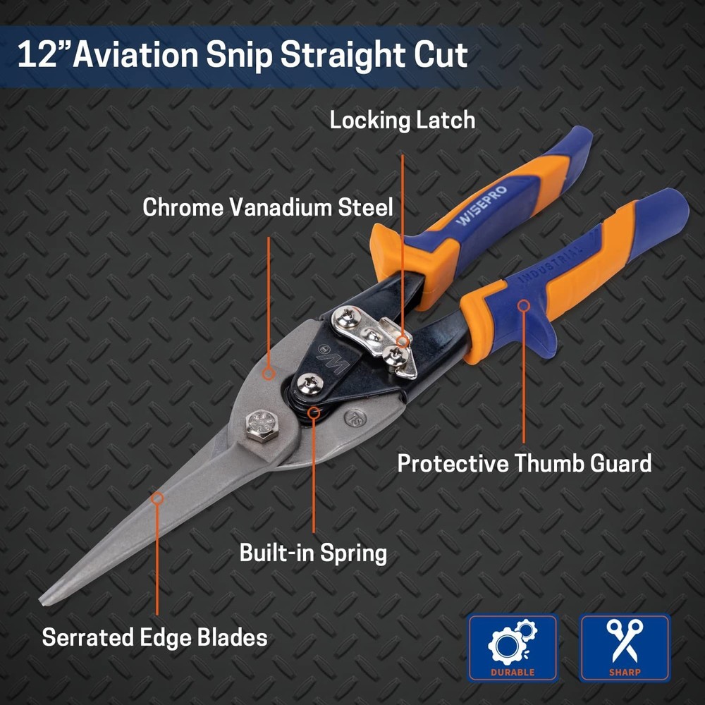 10”/ 12” Aviation Snips (Straight/Left/Right), Compound Action Metal