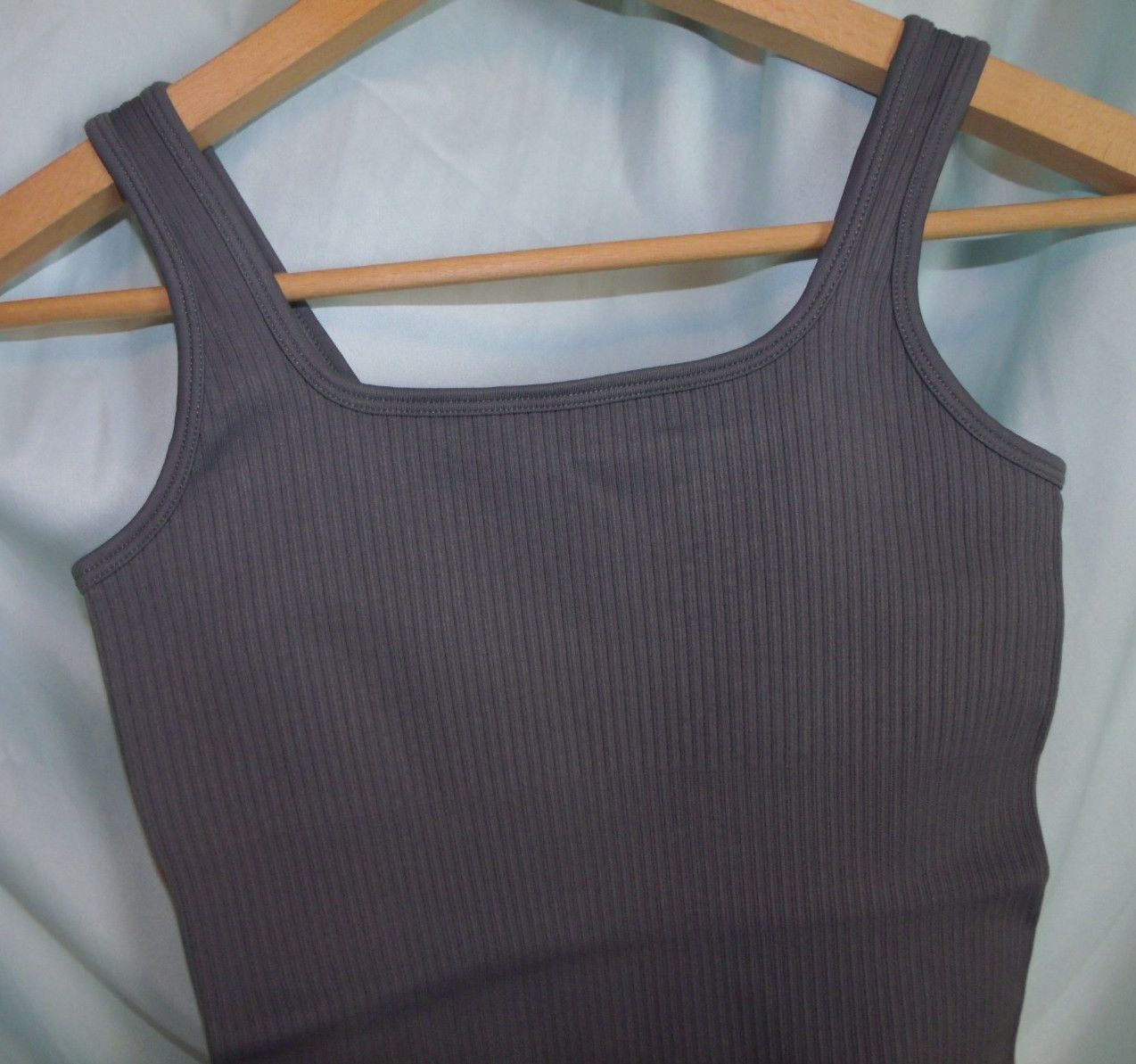 OQQ Women's 3 Pc Bodysuits Ribbed Sleeveless Square Neck Tank Blk/DkGray/Ivory S