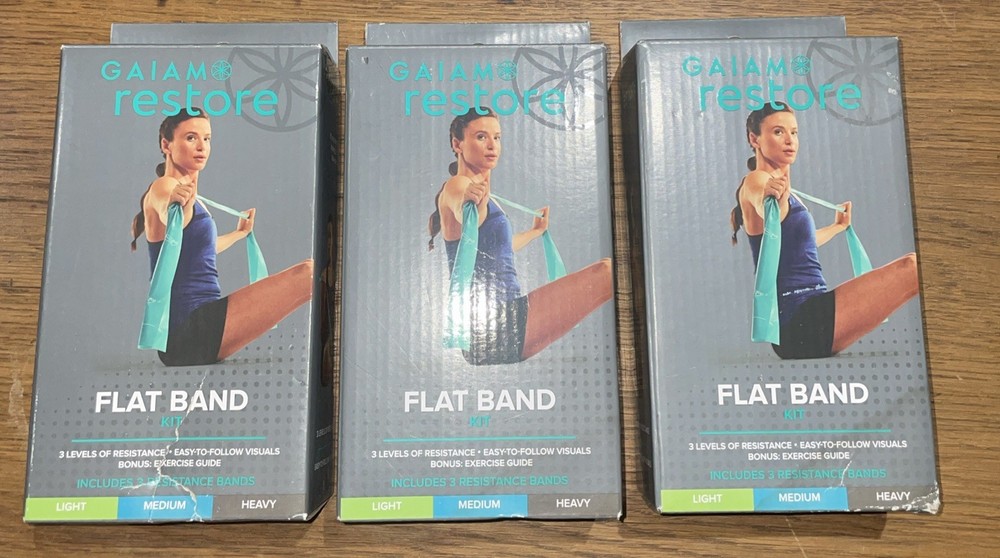 Gaiam Restore Strength & Flexibility Kit 3 Resistance Bands & Exercise 3 Boxes