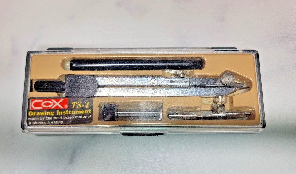 Vintage COX Drawing Instrument TS-4 Compass with Case