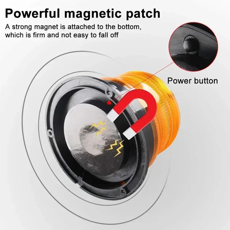 1Pack LED Solar Beacon Light Strobe Lights Magnetic Solar Warning Light USA