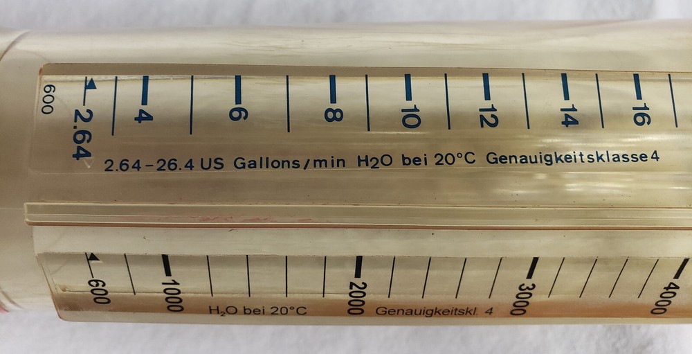 Large 600-6000 l/h Flow Meter , Conical Float , Variable Area , 16 1/2" long