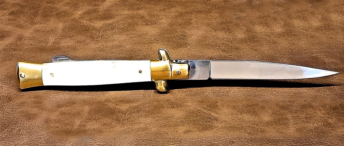 Kissing Crane Real Mother of Pearl Stiletto Premium Manual Folding Pocket Knife