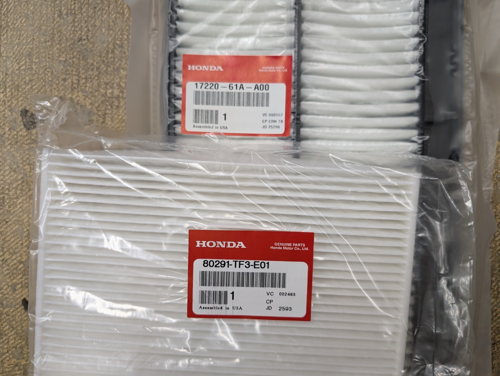 FOR Genuine OEM Honda Pilot and Passport Engine Air & Cabin Air Filter Pack USA