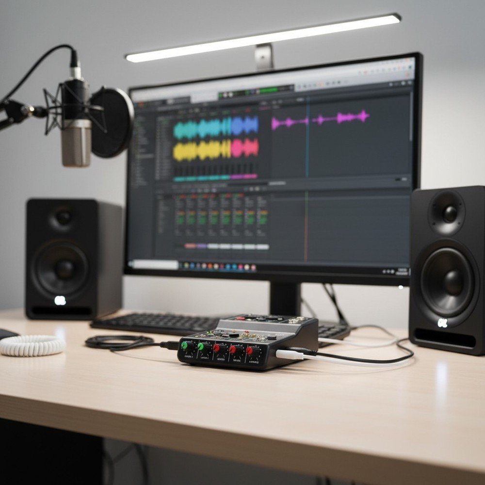 USB Audio Interface Q-12: XLR & 3.5mm Inputs for Studio-Quality Recordings