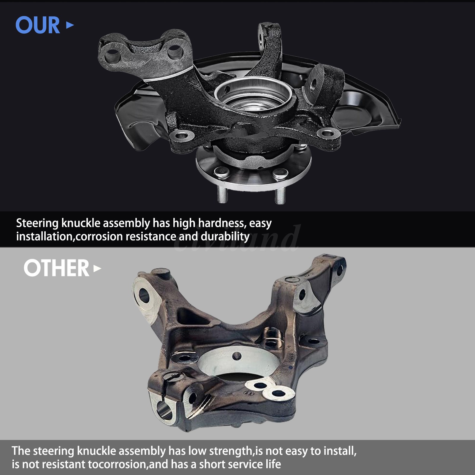 2x Front Wheel Hub Bearing Steering Knuckle Assembly for Toyota Sienna 2004-2010