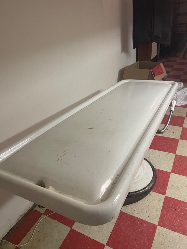 Vintage Hydrolic porcelain embalming table