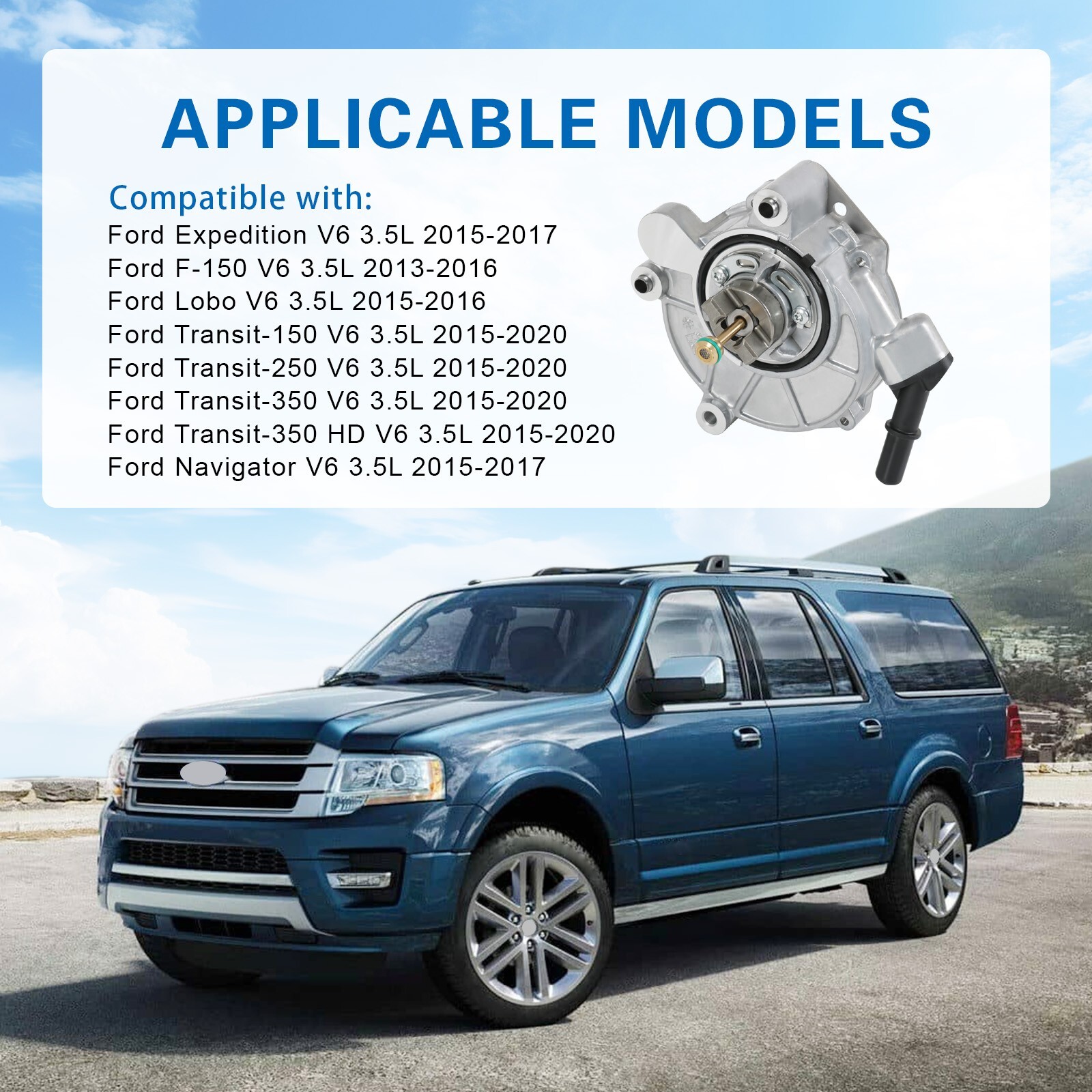 Brake Vacuum Pump 904-858 For Ford Expedition F150 V6 3.5L 2015-2017 3.5L Engine