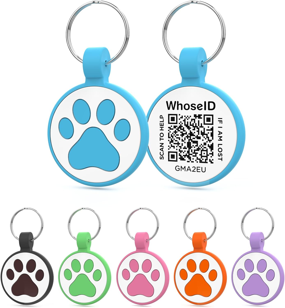 QR Code Cat Tag, Blue, Modifiable Profile, Silent Silicone, 1"