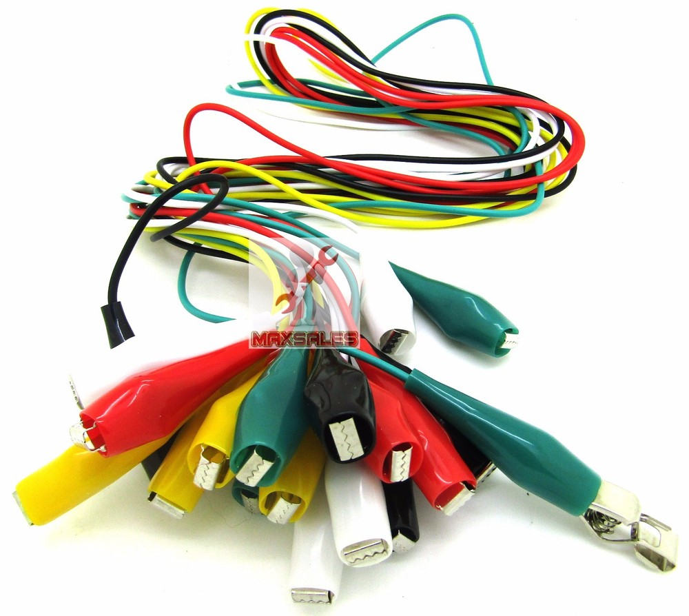 20PC Multimeter Electrical Multicolor Alligator Clips Test Lead Cables 34" Long