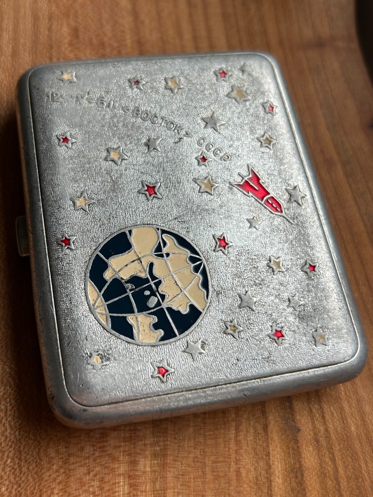 Vintage cigarette case, Sputnik, Soviet cigarette case, 1960s cigarette case, Sp