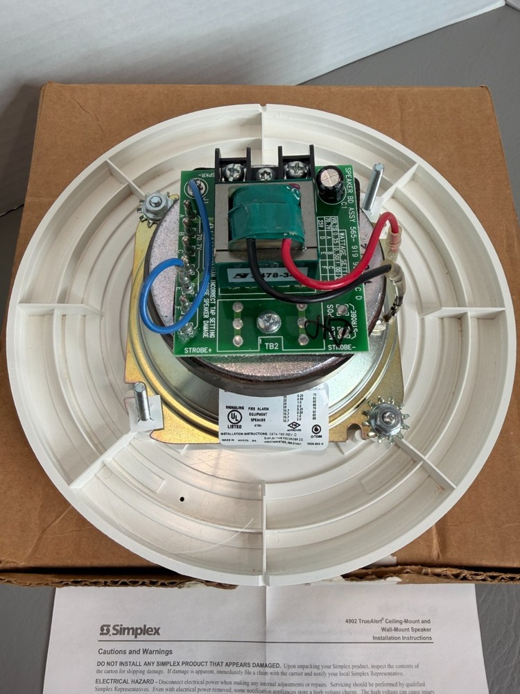 Simplex 4902-9721 Fire Alarm Speaker Ceiling White New
