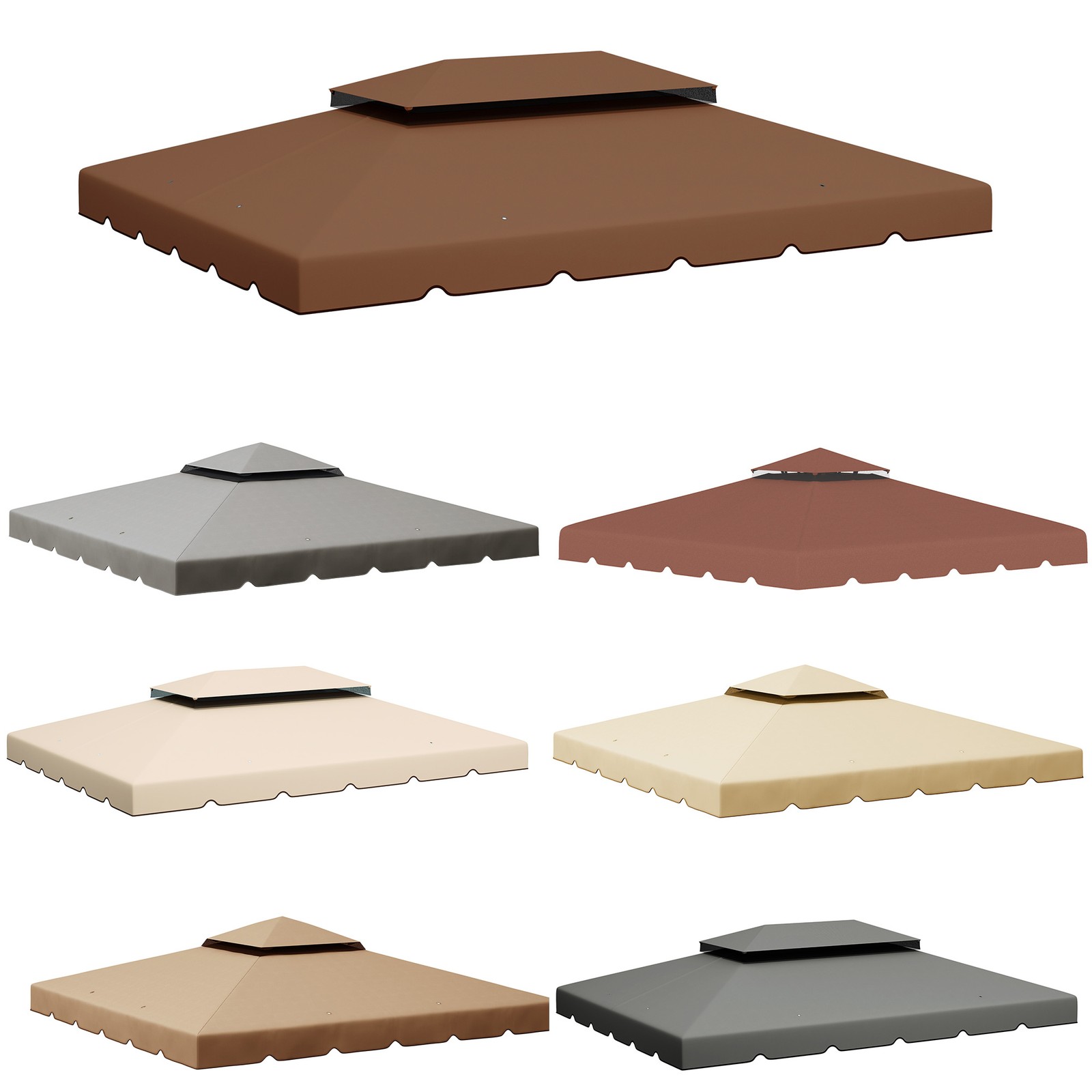 Outsunny Double Roof Gazebo Replacement Canopy Top Cover