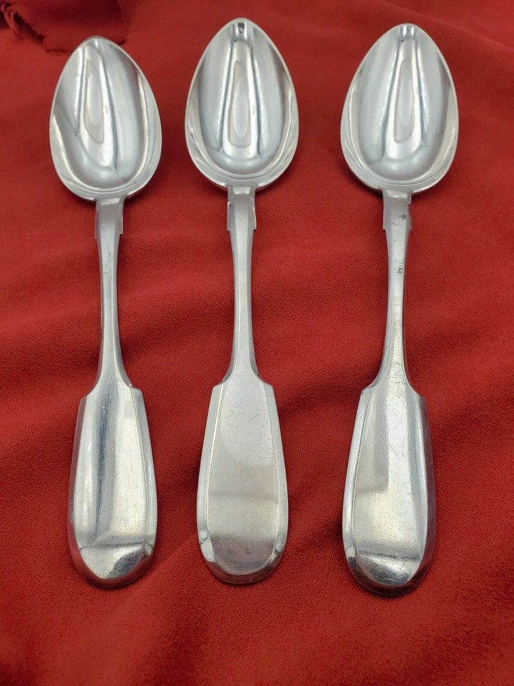 3 Matching 84 Silver Russian Fiddle Pattern Serving Spoons #10672