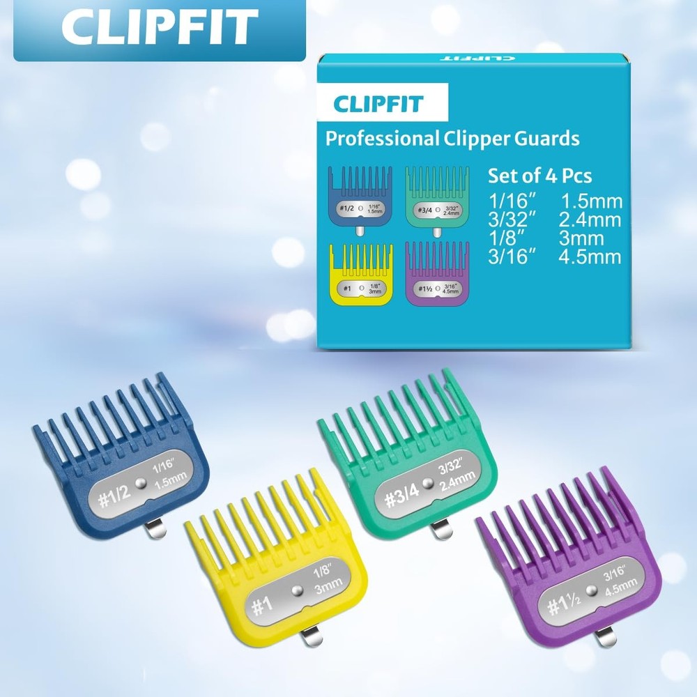 Clipper Guards Set Compatible with Most Wahl 4 Piece Set, Multicolor