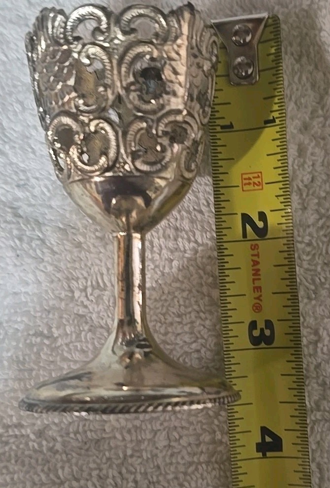 Vintage Set Of 5 Silver plated Goblet Wine Shot/Dinner Glasses.