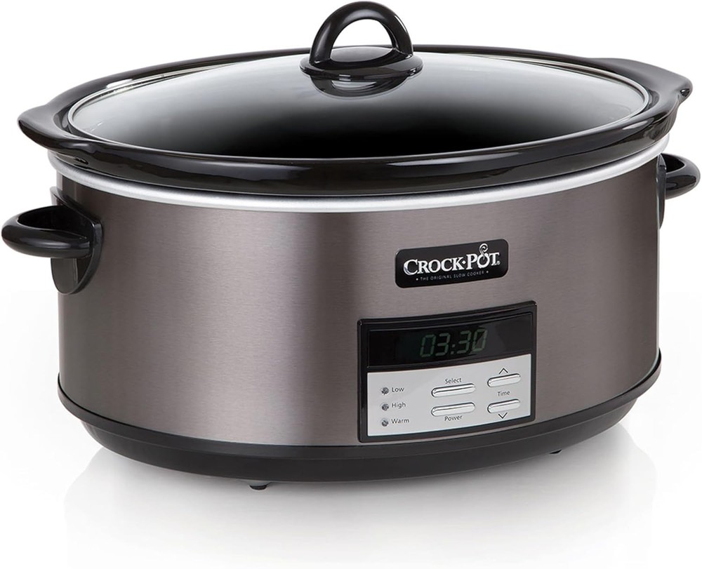 Crock-Pot Large 8-Quart Programmable Slow Cooker with Auto Warm Setting Black