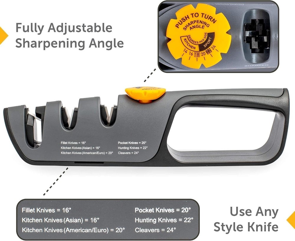 Razorsharp™ Knife Sharpener with Adjustable Angle Guide — Diamond-Coated Ceramic
