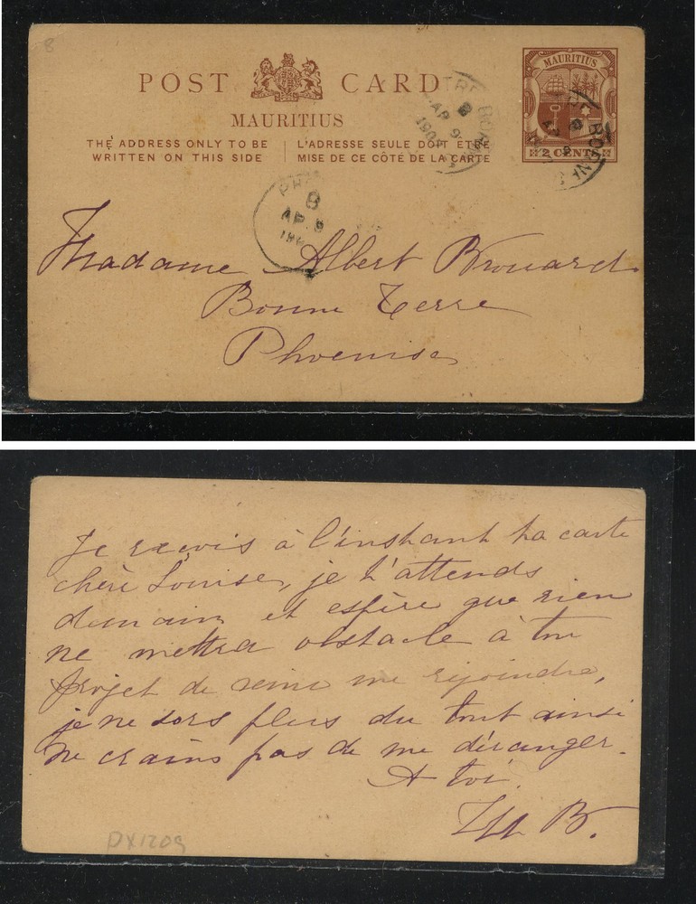 Mauritius  postal  card   local use ?     MM1118