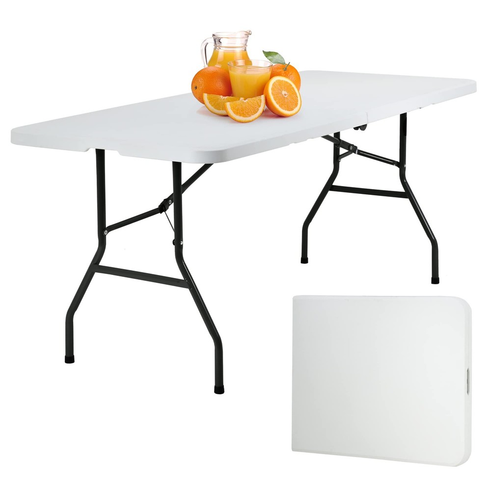 Folding Table Plastic Picnic Table for Parties Wedding Camping Office with Ca...