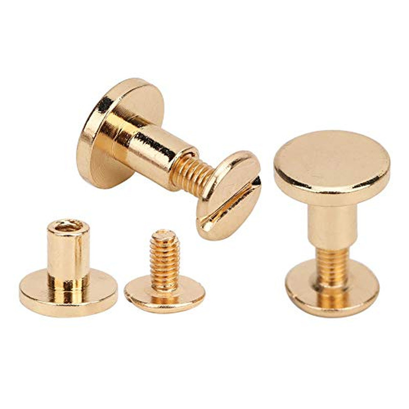 50Pcs Leather Rivets Kit, Pure Copper Flat Head Rivets, Setting Tools 8Mm (Gold)