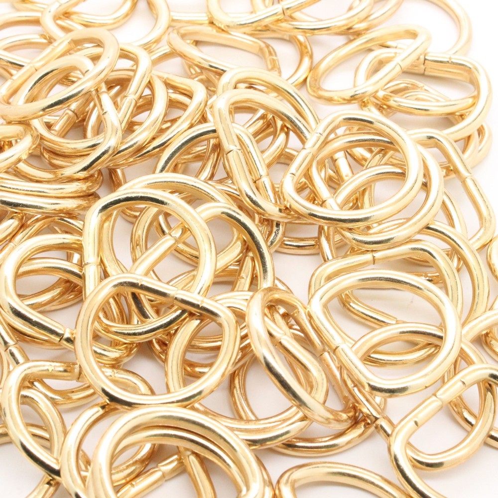 D-Ring 1" Brass Plated Metal 100 Pack