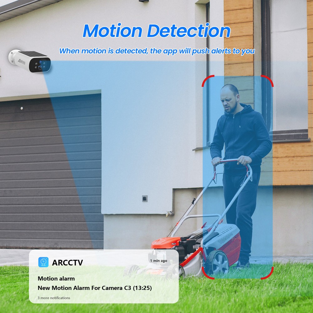 ANRAN CCTV Security Camera System 4MP Wireless Solar Panel Color Night Vision