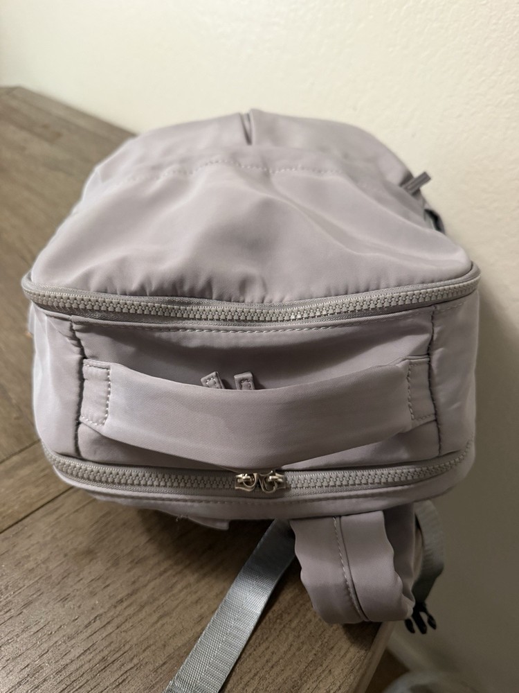 Gray Nylon Laptop Backpack with Zipper Closure, Adjustable Straps, 4 Pockets