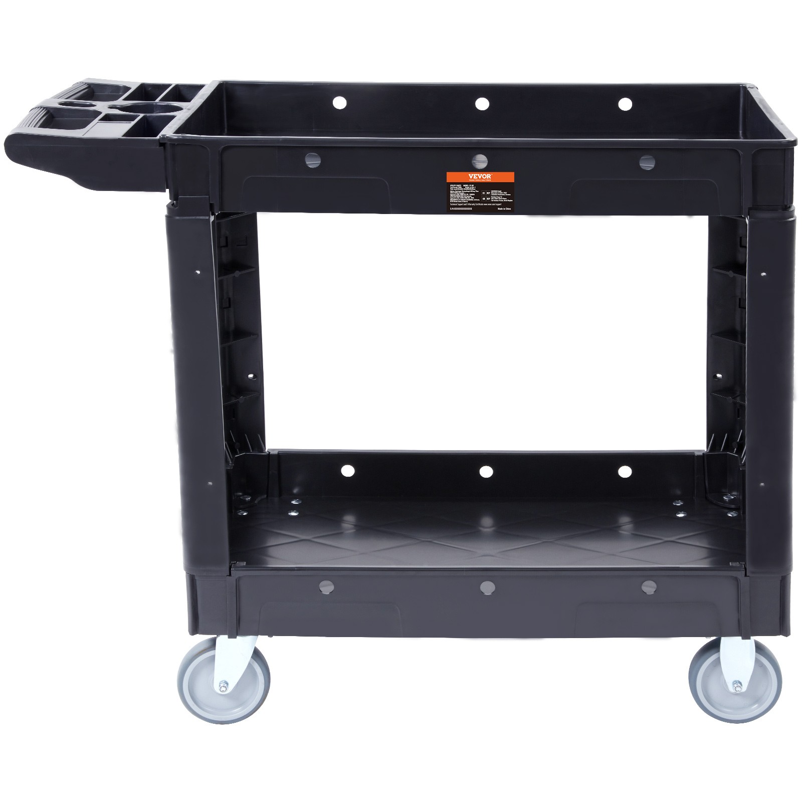VEVOR Utility Service Cart Rolling Cart 2 Shelf 550LBS with 360° Swivel Wheels