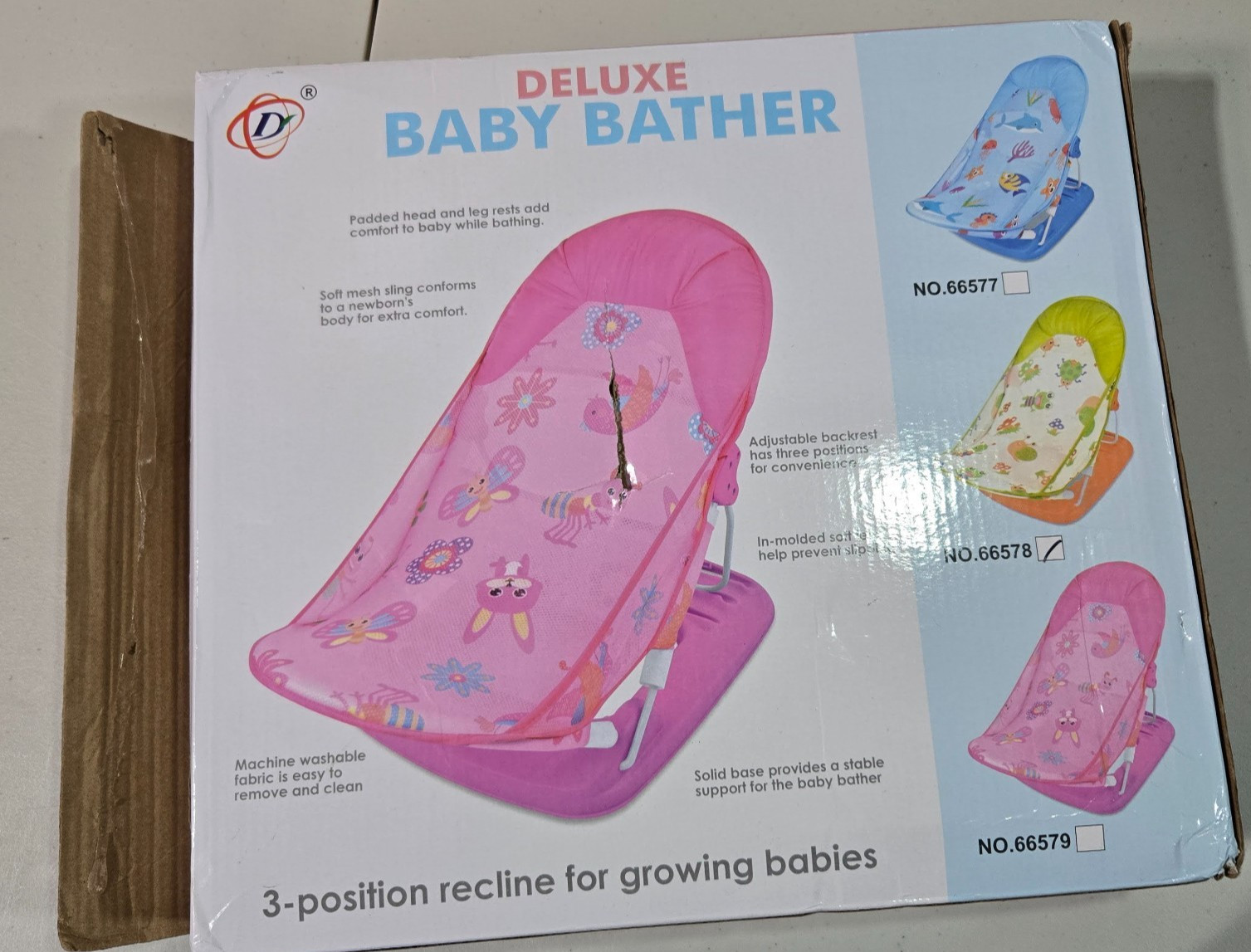 Folding Bath Sling with 3 Position Recline Deluxe Baby Bather - Green NIB