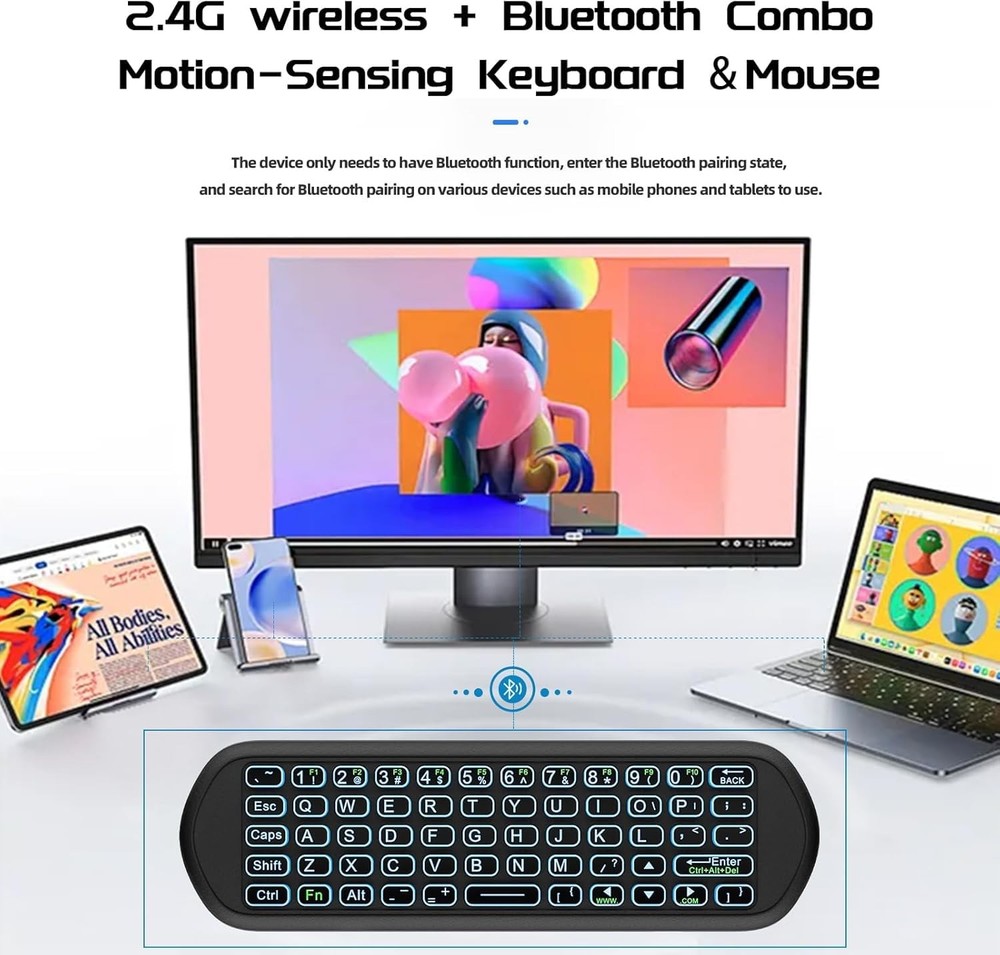 Air Mouse and Bluetooth Universal Remote Backlit 2.4G USB Control PC TV