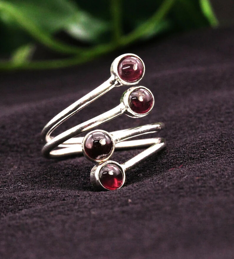 Garnet Ring 925 Sterling Silver Band &Statement Ring Handmade Ring All size