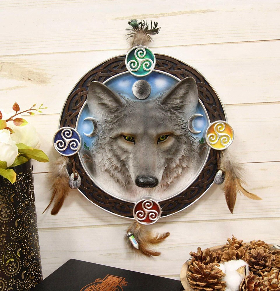 Large 12" Diameter Triple Goddess Triskele Trinity Celtic Alpha Wolf