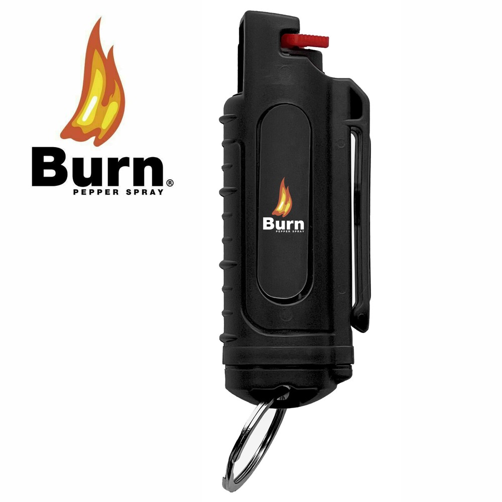 BURN Pepper Spray 1/2oz Self Defense Keychain Security Case Molded Black 2 PACK