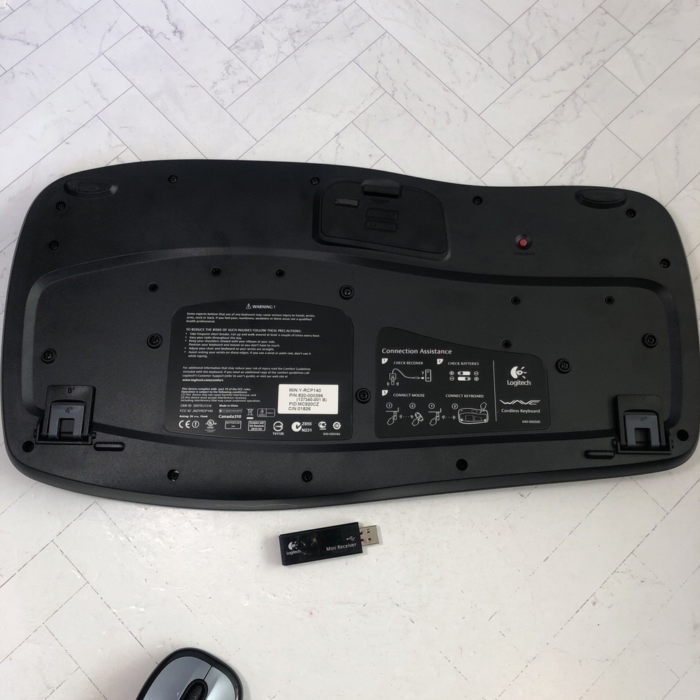 Logitech Wave Keyboard and Mouse Combo Y-RCP140 w Receiver Dongle