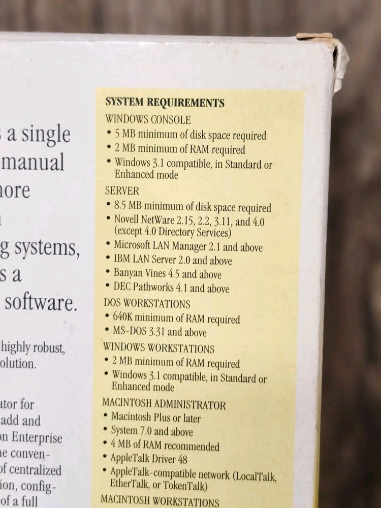 Symantec Norton Administrator for Networks Node 5 ver 15 Windows DOS Macintosh