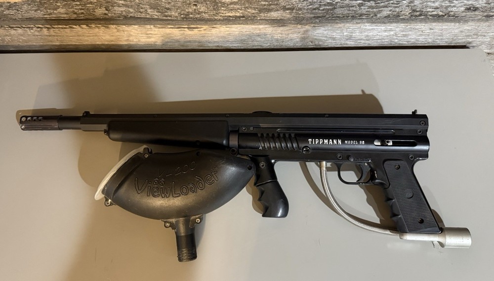 Tippmann Model 98 Paintball Gun Marker with Flatline Barrel & View loader Hopper