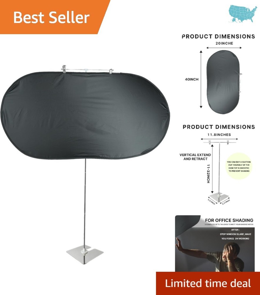 40-Inch Adjustable Desk Window Shade - Essential Glare Reducer for Workspaces