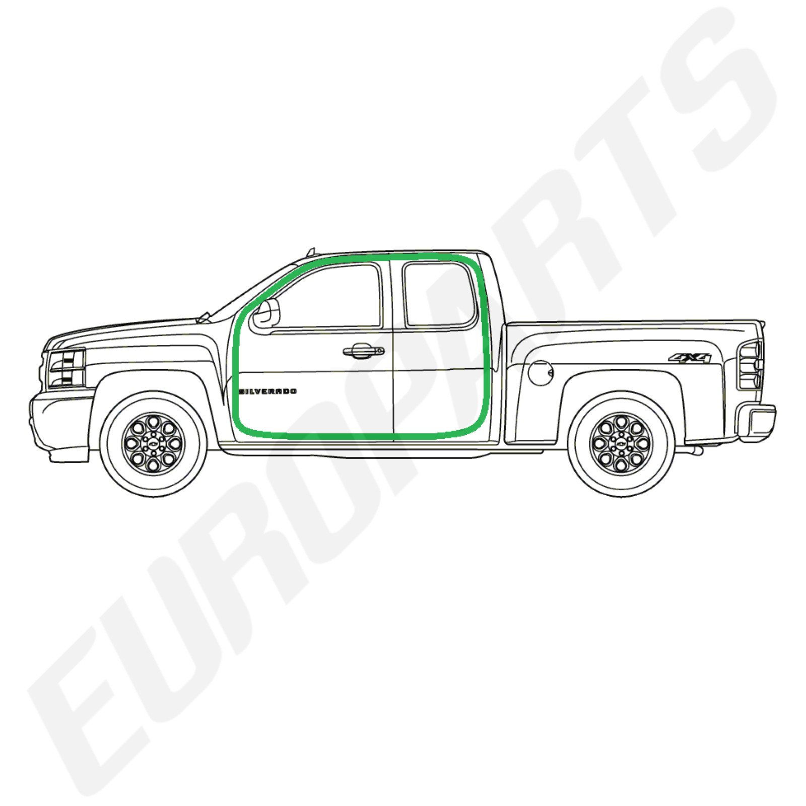 2007-2014 GMT900 GMC Sierra Extended Cab Door Seal Weatherstrip 2-Piece Set