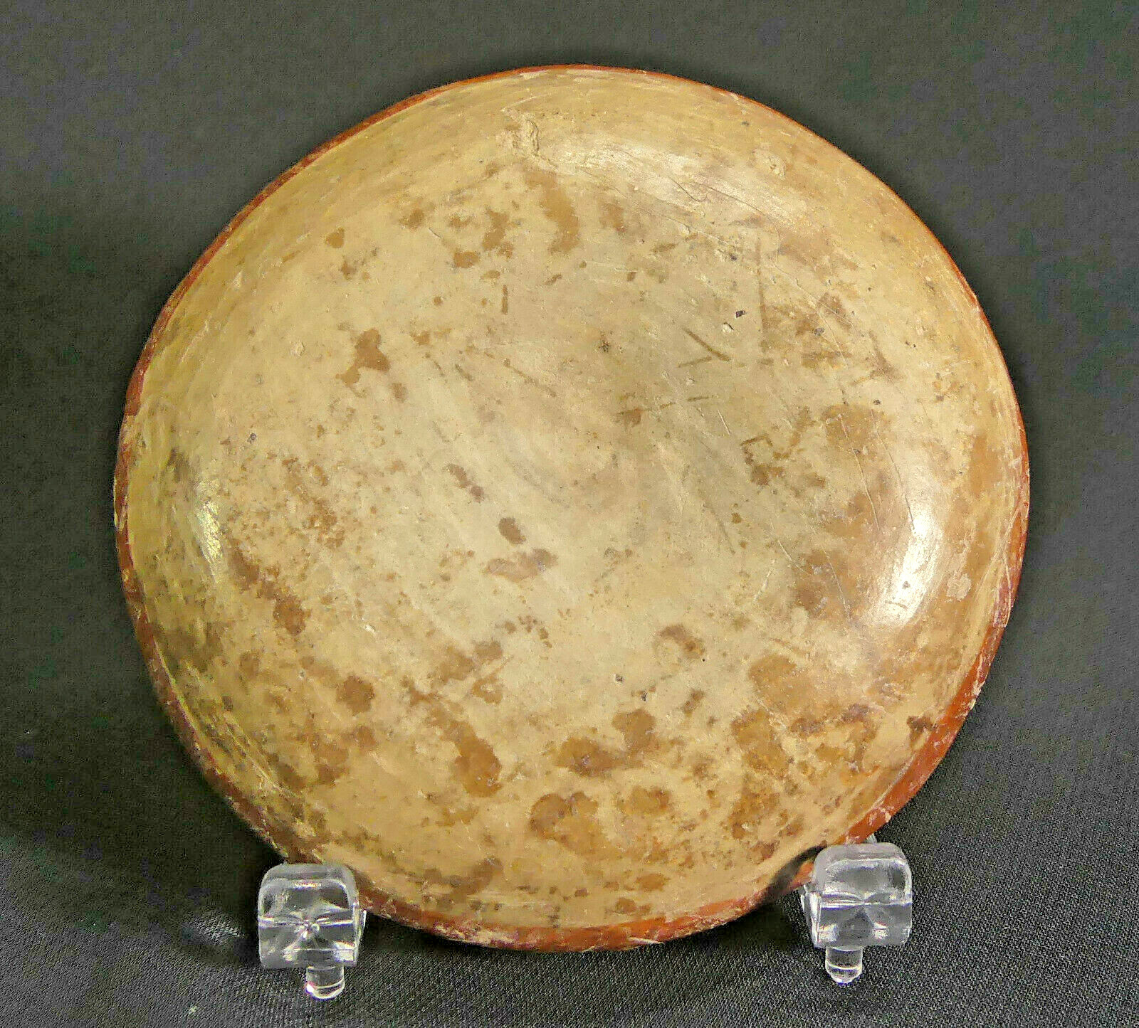 Native American Mississippian Culture Pottery Disk with Painted Glyphs AACA