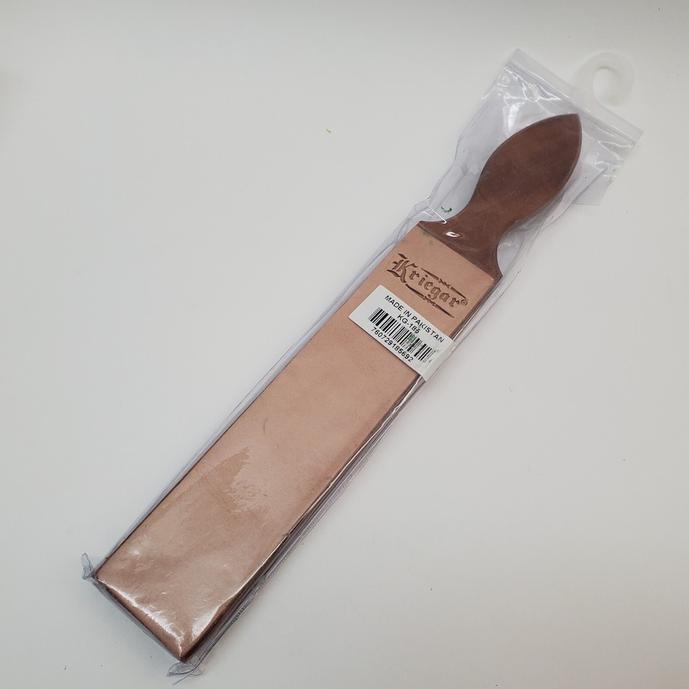 Kriegar Double Sided Paddle Strop Buffalo Leather Hardwood Knife Sharpening