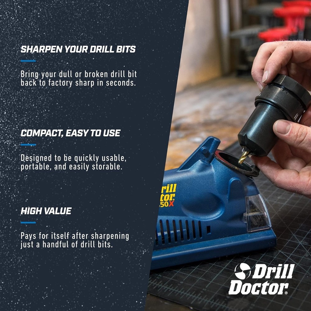 DD350X Drill Bit Sharpener - 3/32" to 1/2" - Electric Sharpener - High Speed