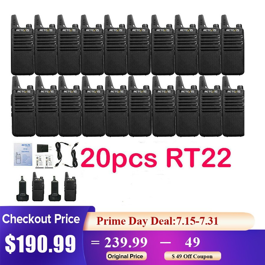 20*Retevis RT22 UHF Walkie Talkies 2 Way Radio 16CH for Hospital/School/Factory
